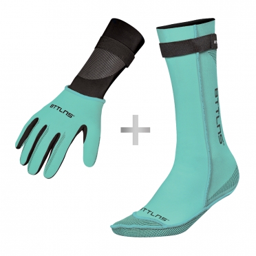 BTTLNS Neoprene swim socks and swim gloves bundle mint 