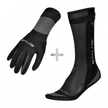 BTTLNS Neoprene swim socks and swim gloves bundle