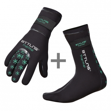 BTTLNS Neoprene thermal swim gloves and swim socks bundle mint 