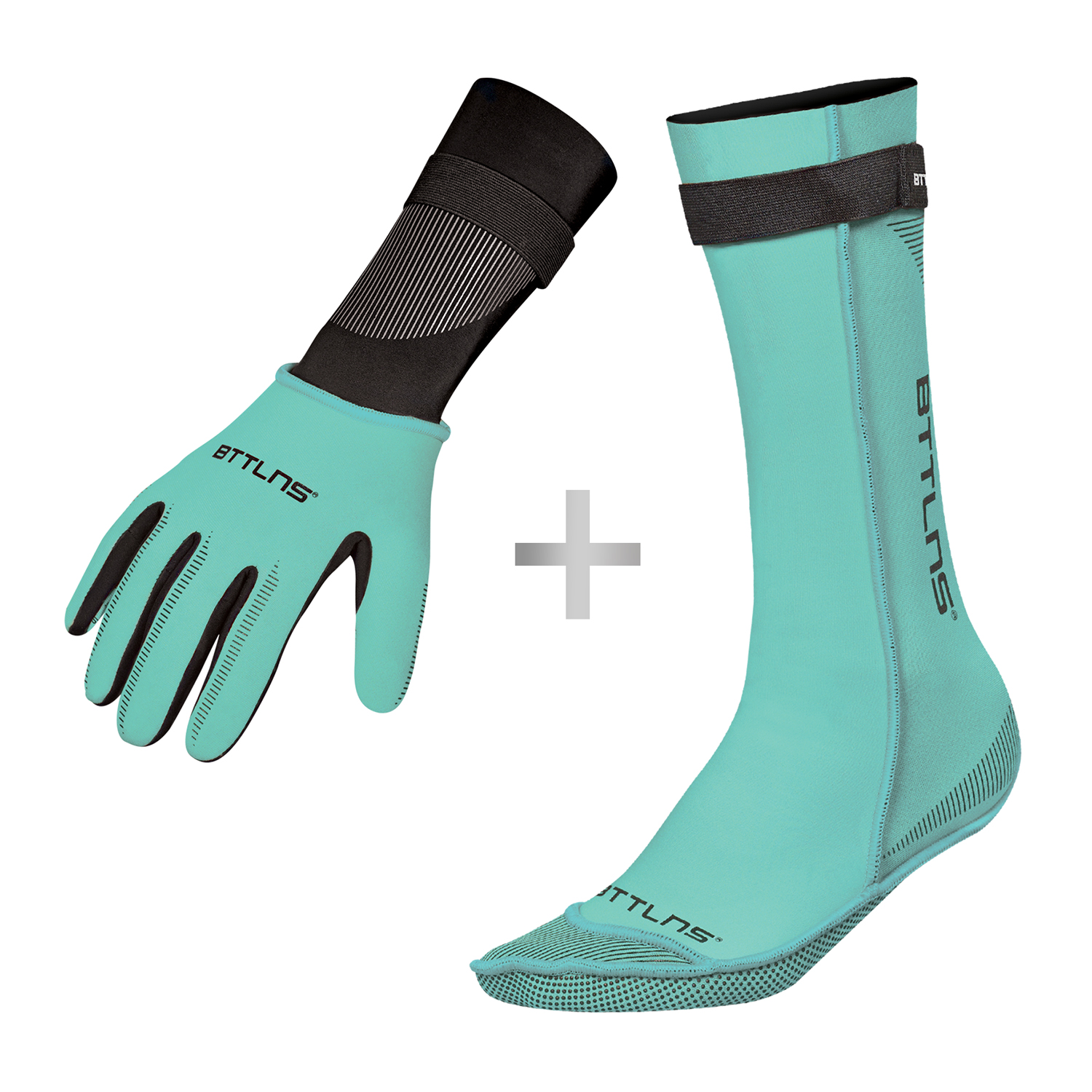 BTTLNS Neoprene swim socks and swim gloves bundle mint 0120016-036