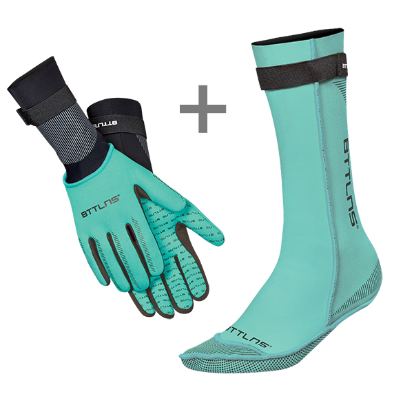 BTTLNS Neoprene swim socks and swim gloves bundle mint 0120016-036