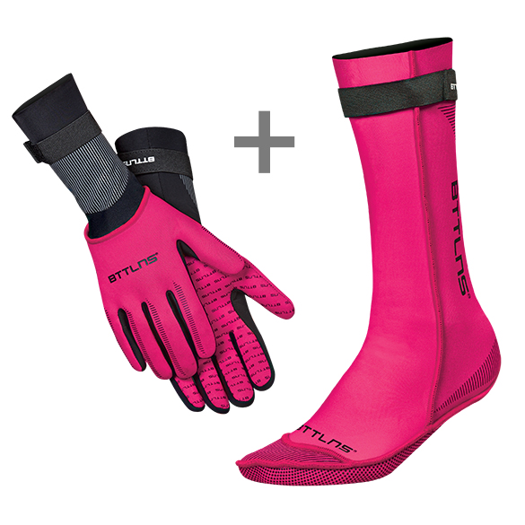 BTTLNS Neoprene swim socks and swim gloves bundle pink  0120016-072