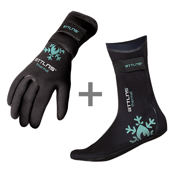 BTTLNS Neoprene thermal swim gloves and swim socks bundle mint 0121021-036